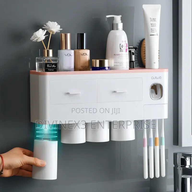 Toothbrush Holder With 4 Cups Wall Mounted,