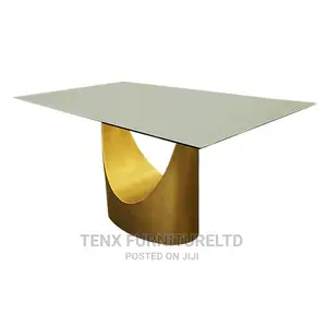 Dining Table (Bronze Color Metal Pedestal Base)