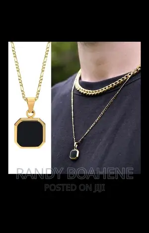 Vnox Gold Square Pendant Necklace
