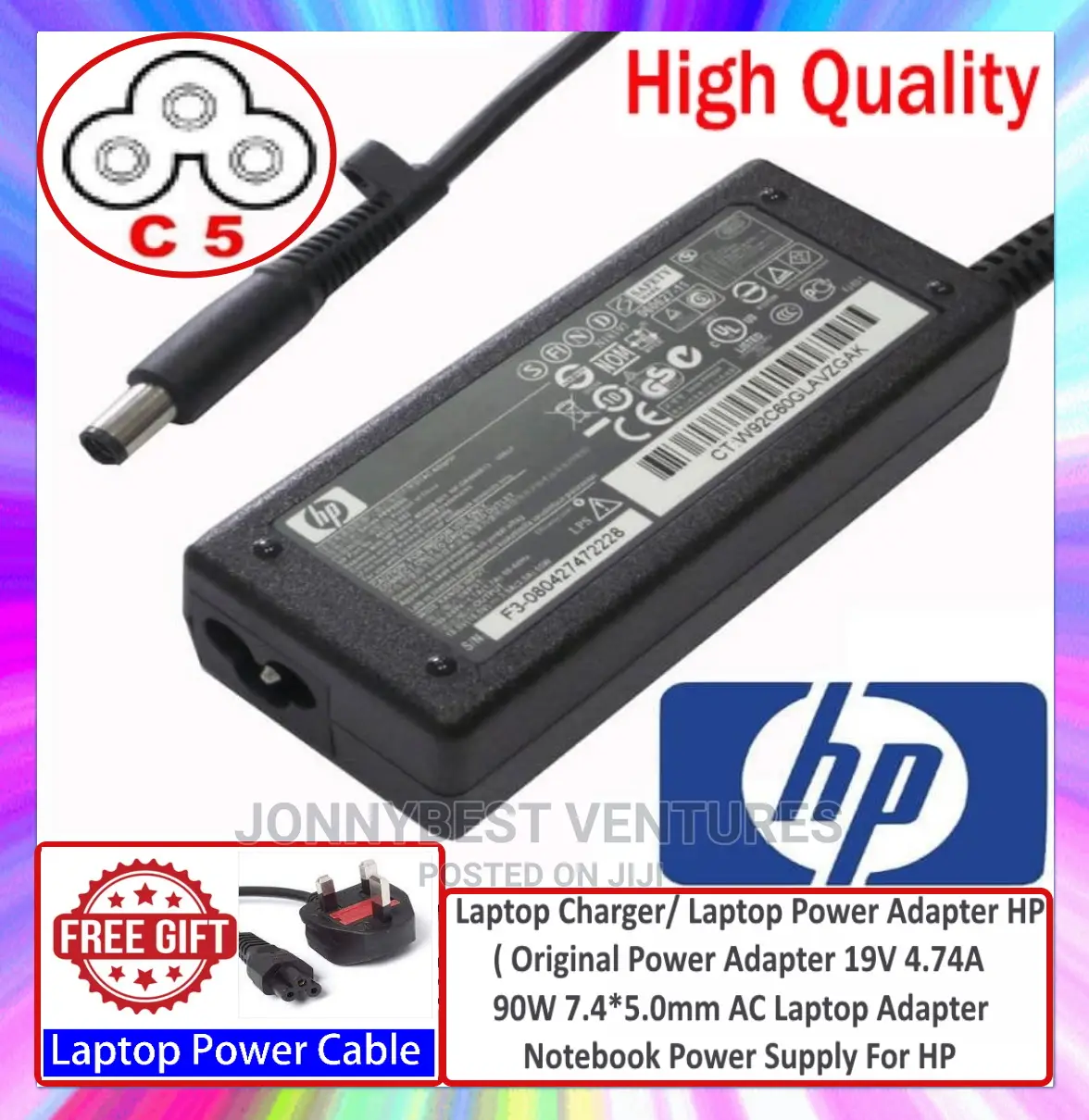 HP Big Pin Charger With Power Cable
