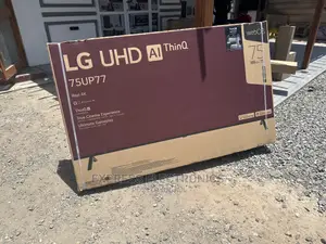 Elegant/Compact Design Black UHD LG 75”Up77 +Home Theater