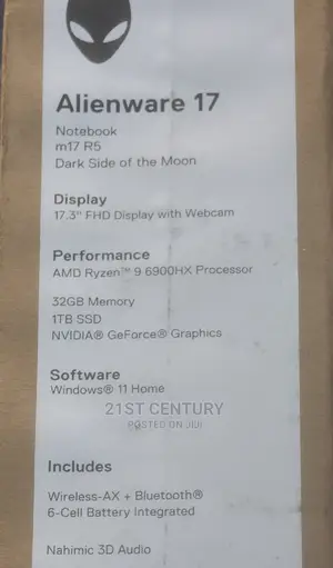 New Laptop Dell Alienware M17 R5 32GB AMD Ryzen SSD 1T