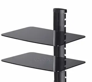 Double Layers DVD Stand/Shelf With Black Color Glass