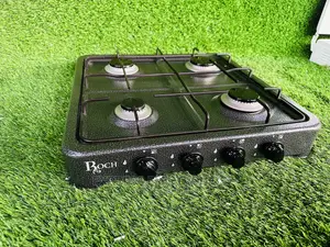 Cooktop Table Metallic Black 4burner Stove Stainless Body