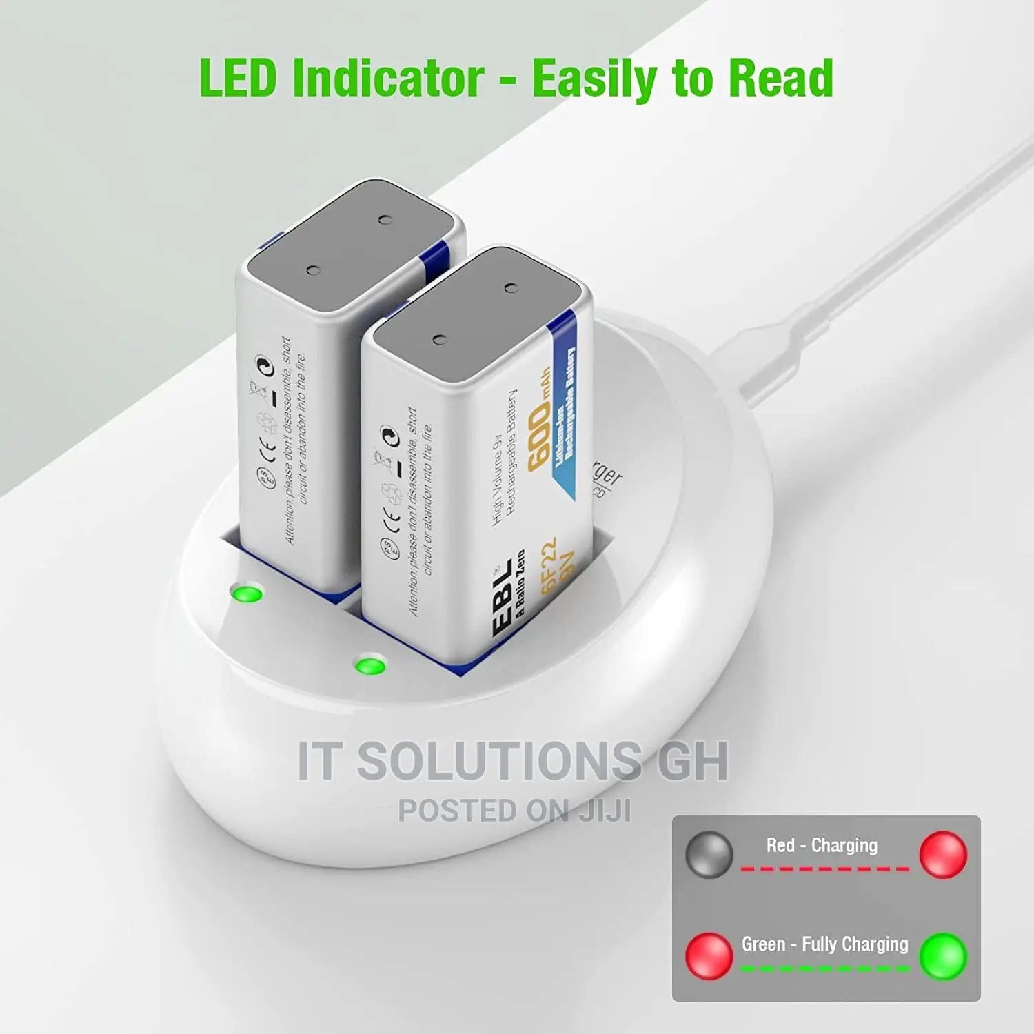 9V Battery USB Charger With Indicator Light