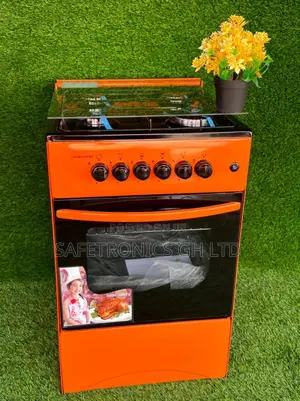 4 Gas Burner Oven With Grill Volcano Orange