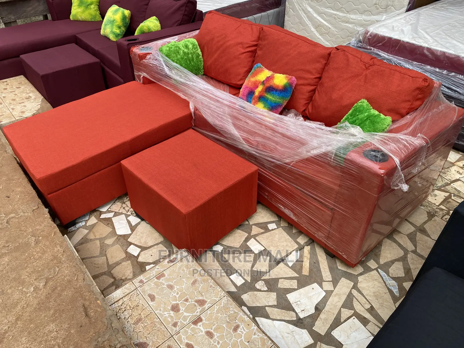 Lovely Orange Colored L Shaped. Free Delivery  /
