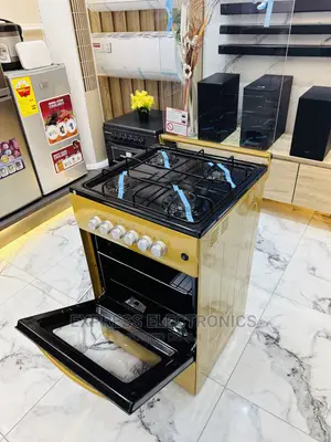Black Frame Full Glass Oven Door Gold 4b Gas Cooker