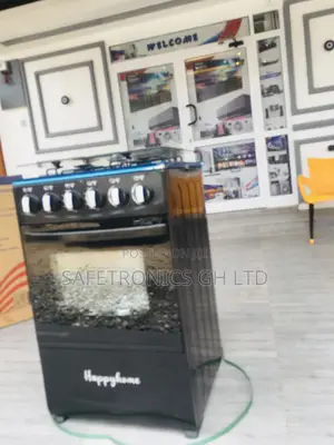 Black Happy Home 4 Burner Gas Oven Grill