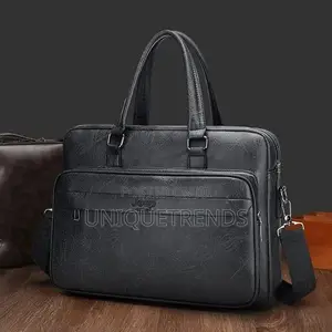 Jeep Black Leather Laptop/File Bag