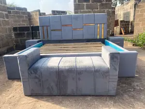 Queen Size Bed Frame and Ottoman With Two Sides