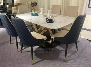 Executive Solid Marble Dining Table Set 6 Chairs