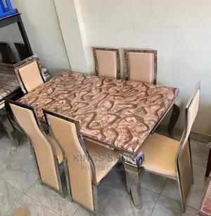 Executive Solid Marble Dining Table Set 6 Chairs