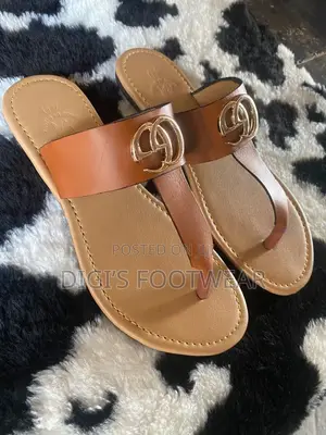 Brown Leather Gucci Ladies Slippers