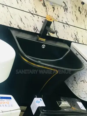 Wall Hung Basin - Black × Gold Basin - Bathroom Basin