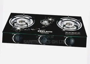 Delron 3-Burner Glass Table Top Automatic Stove
