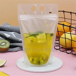 New Frosted Juice Pouch -100pcs +Free 100pcs Twist Straws