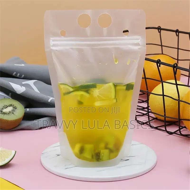 New Frosted Juice Pouch -100pcs +Free 100pcs Twist Straws