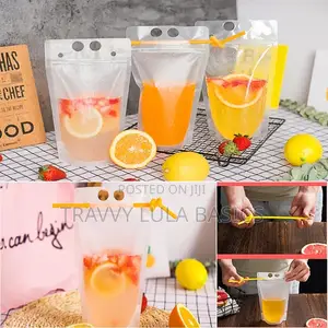 New Frosted Juice Pouch -100pcs +Free 100pcs Twist Straws