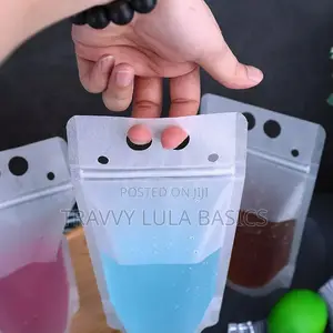 New Frosted Juice Pouch -100pcs +Free 100pcs Twist Straws