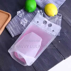 New Frosted Juice Pouch -100pcs +Free 100pcs Twist Straws