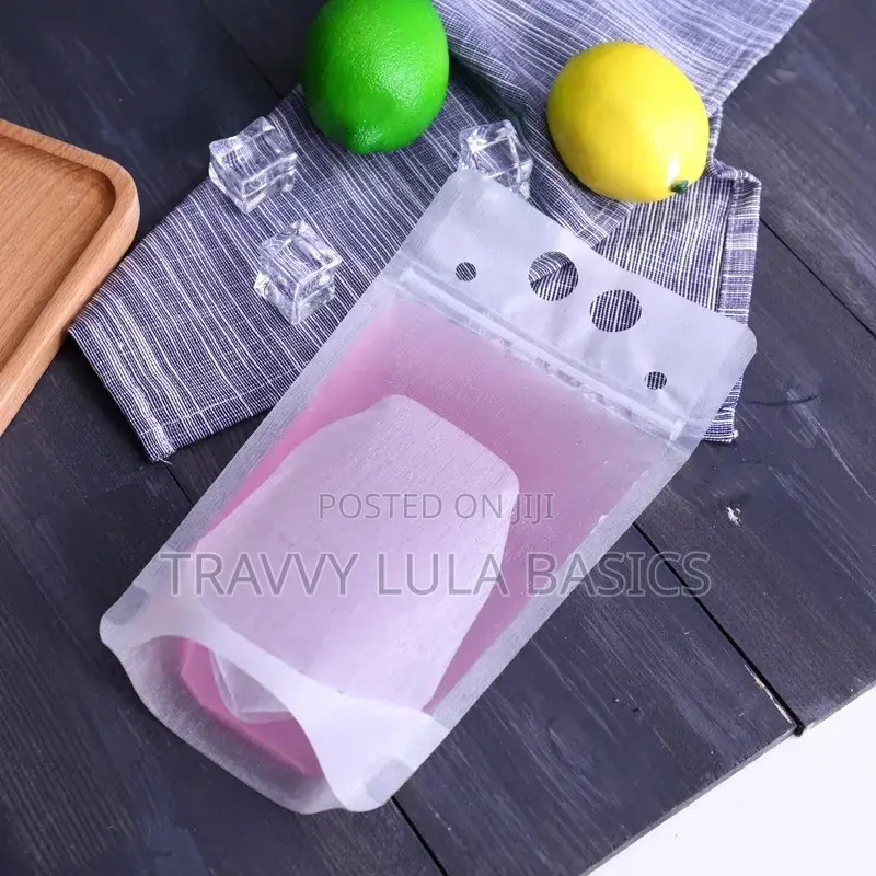 New Frosted Juice Pouch -100pcs +Free 100pcs Twist Straws