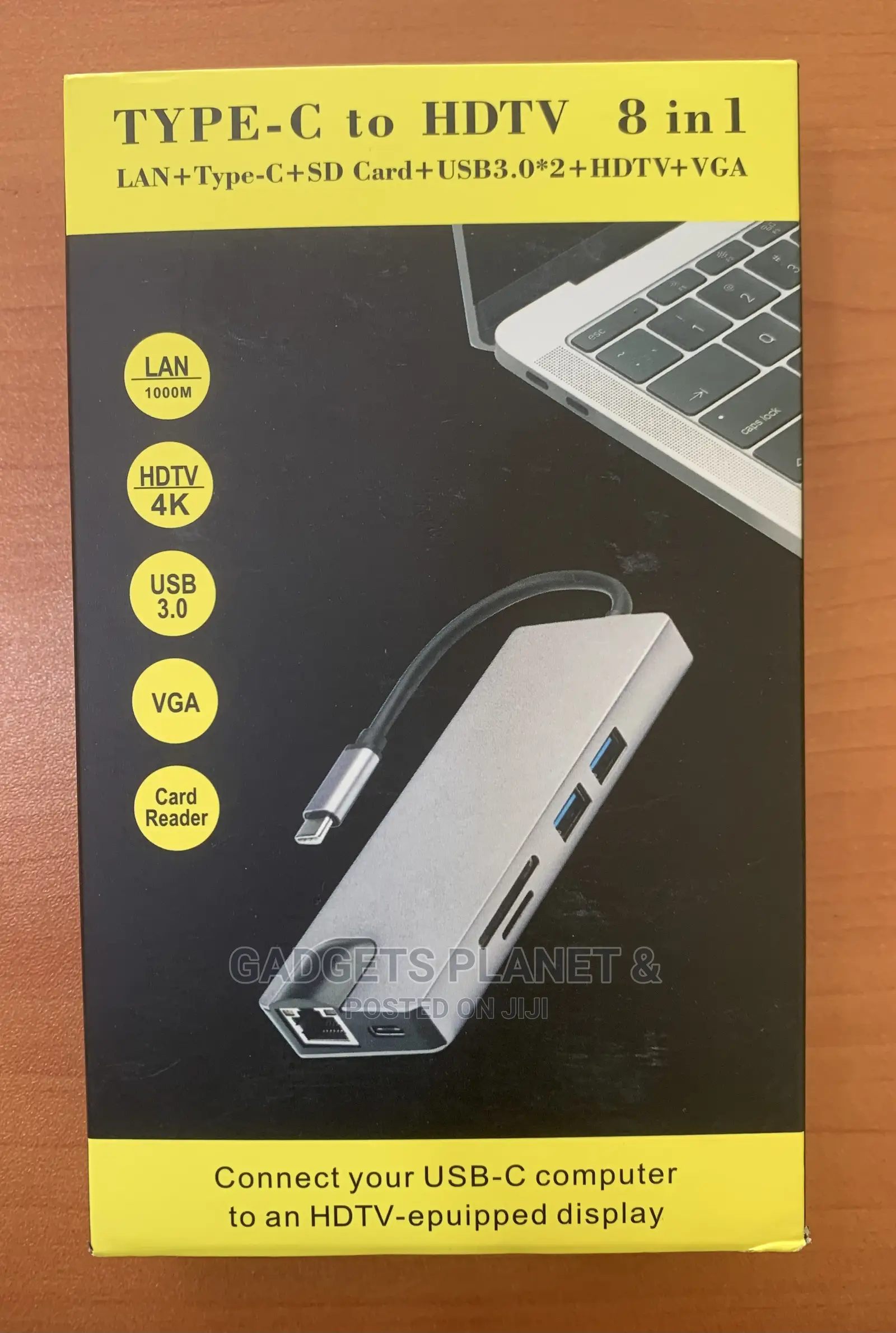 8 in 1 Type C Usb Hub - LAN, Type C, SD Card, USB 3.0, HDMI