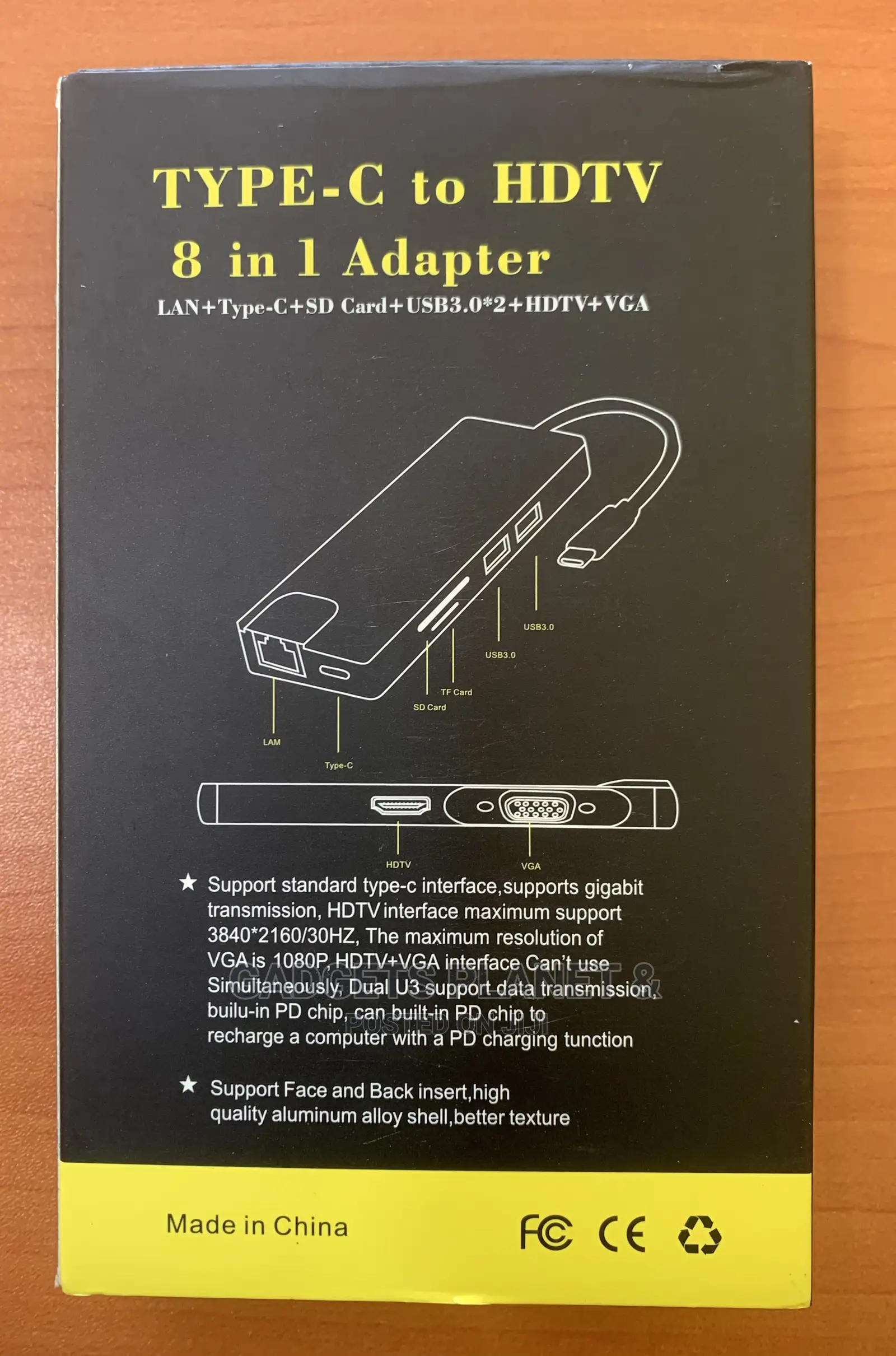 8 in 1 Type C Usb Hub - LAN, Type C, SD Card, USB 3.0, HDMI