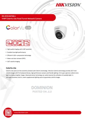 HIKVISION DS-2CD1347G0-L 4 MP Colorvu Lite