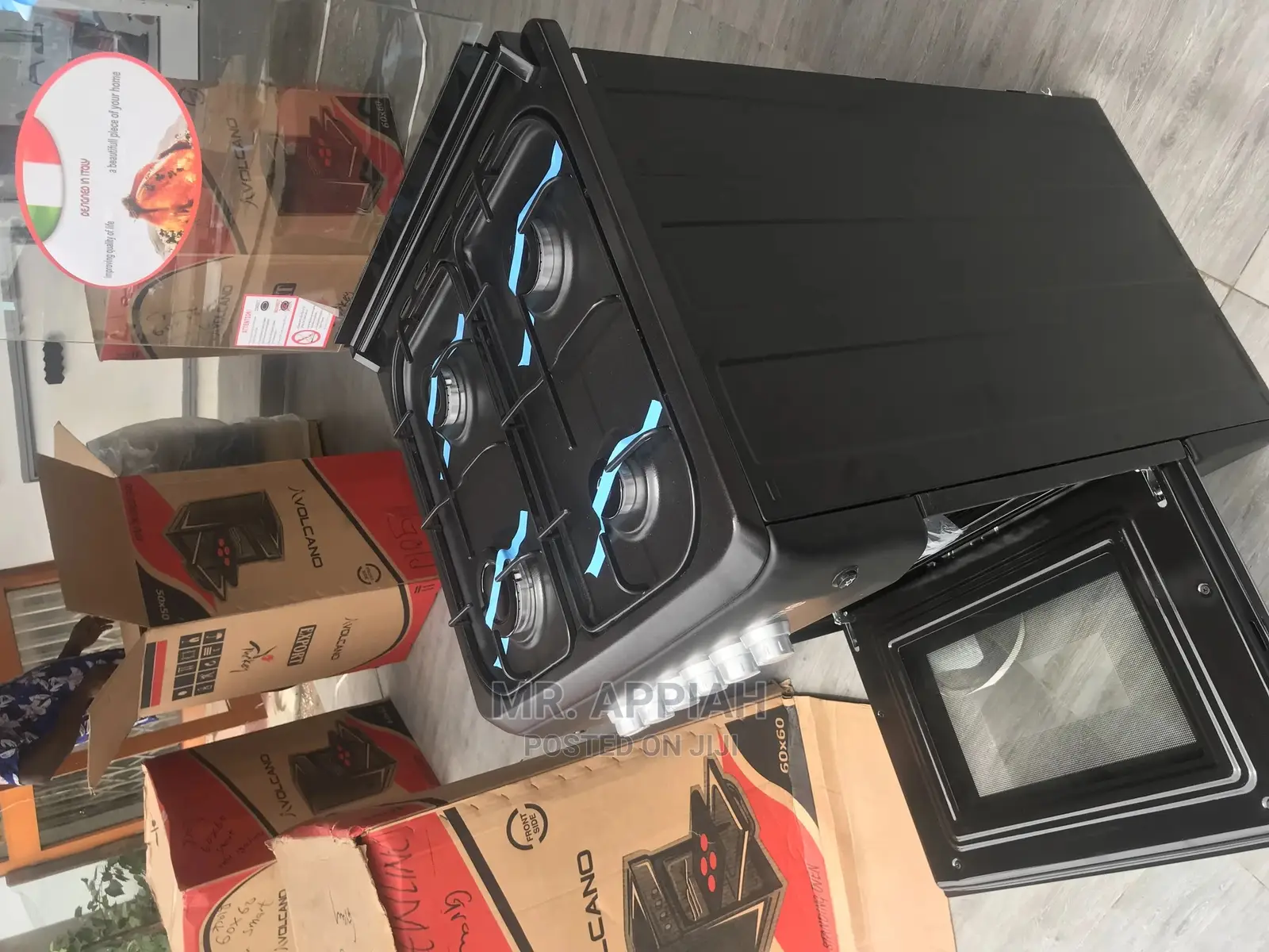 Volcano Gas Burner With Oven Black Mirror