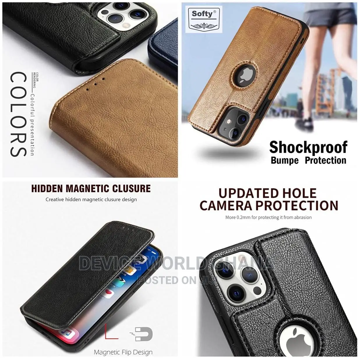 Cau Leather Flip Case Fo iPhone 16pmax 15pm 14pm 13pm 16p 15