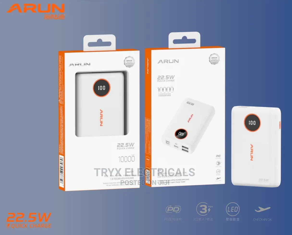 10,000mah Power Bank Arun 22.5w Quick Charge Fc10