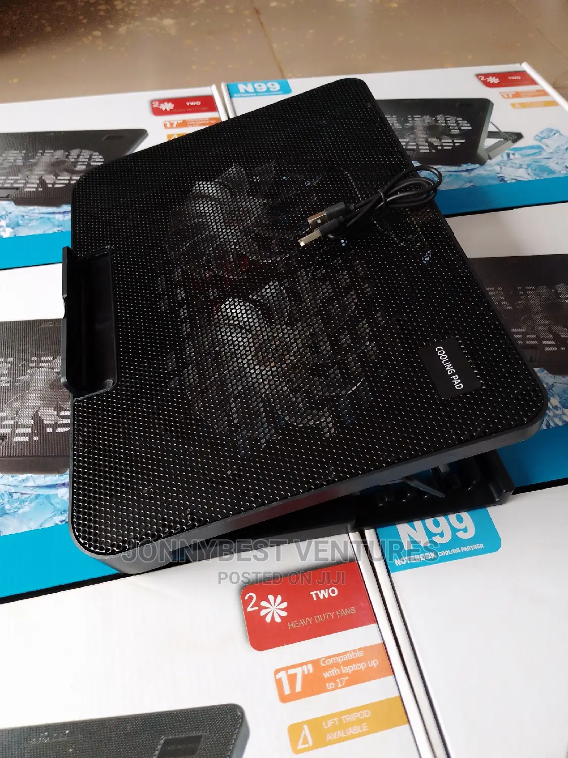 Original Laptop Cooler With 2 Heavy Duty Fan