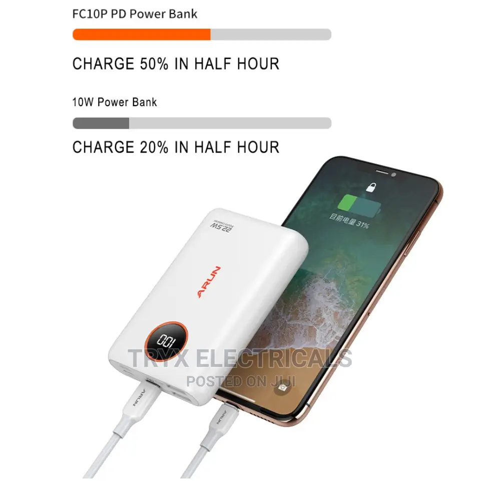 10,000mah Power Bank Arun 22.5w Quick Charge Fc10