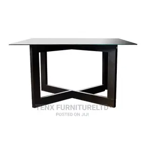 Coffee Table Wooden With Glass Top (Black)