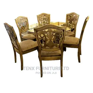 Dining Set 6 Seater Antique (Glass and Wood))