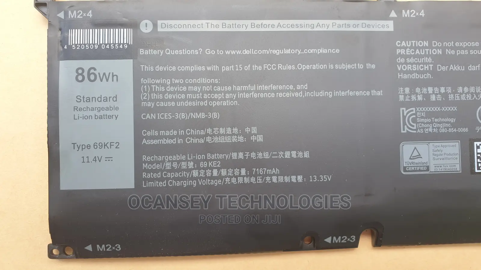 Original Dell 69kf2 86wh Battery for Dell Alienware M15 R3