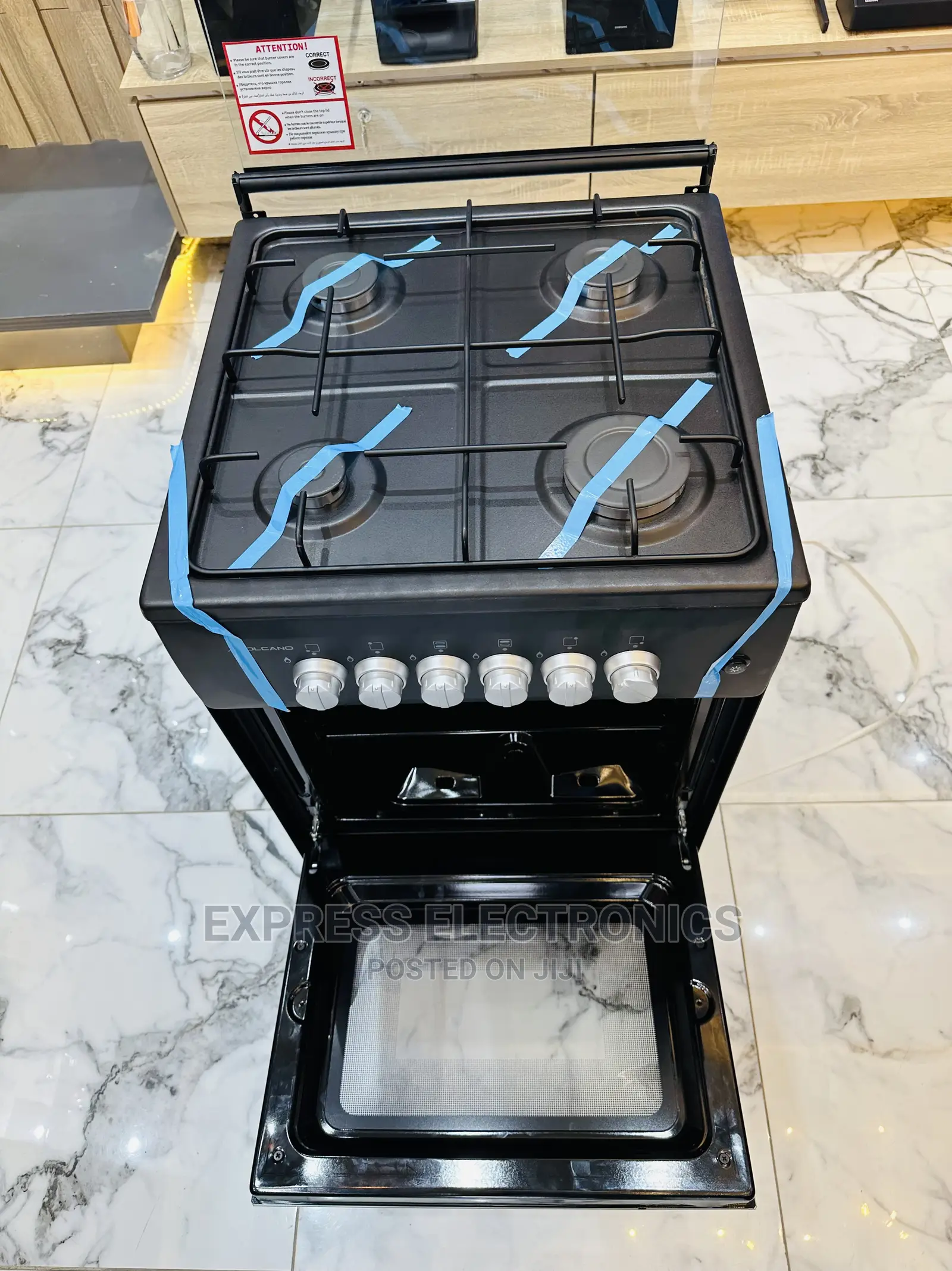 Furnace Gas Cooker Fire  4burner Black Oven