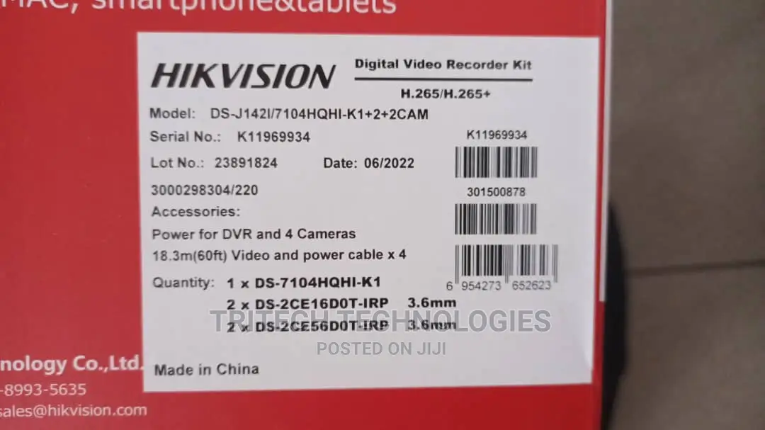 Hikvision Ds-J1421/7104hqh1-+2+2cam 4ch Complete KIT