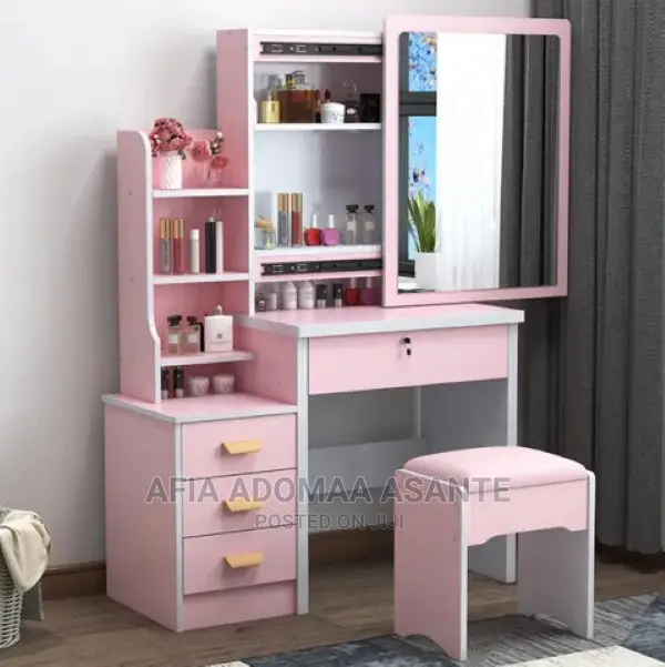 Elegant Dressing Table With Mirror and Chair