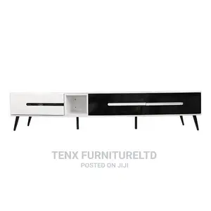 TV STAND (Glossy White and Black Color Finish With Smooth T)