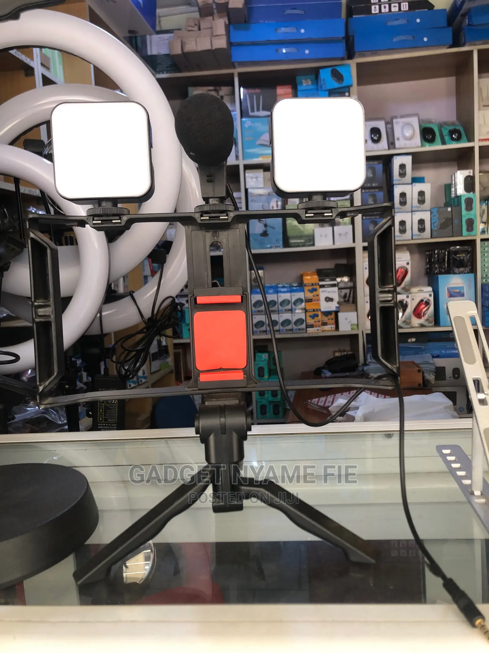 Professional Live Streaming Set(2 Lights,Mic,Phone Holder)