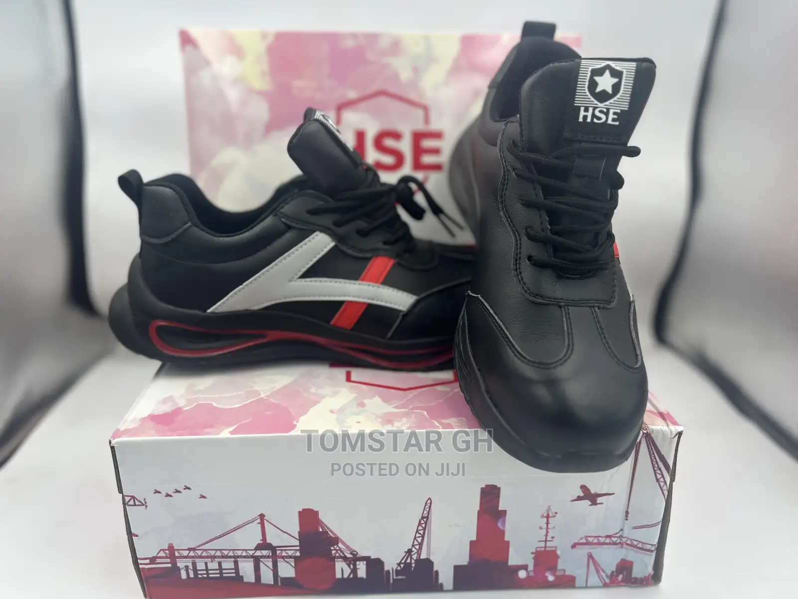 HSE Red Steel Toe Sneakers Shoe