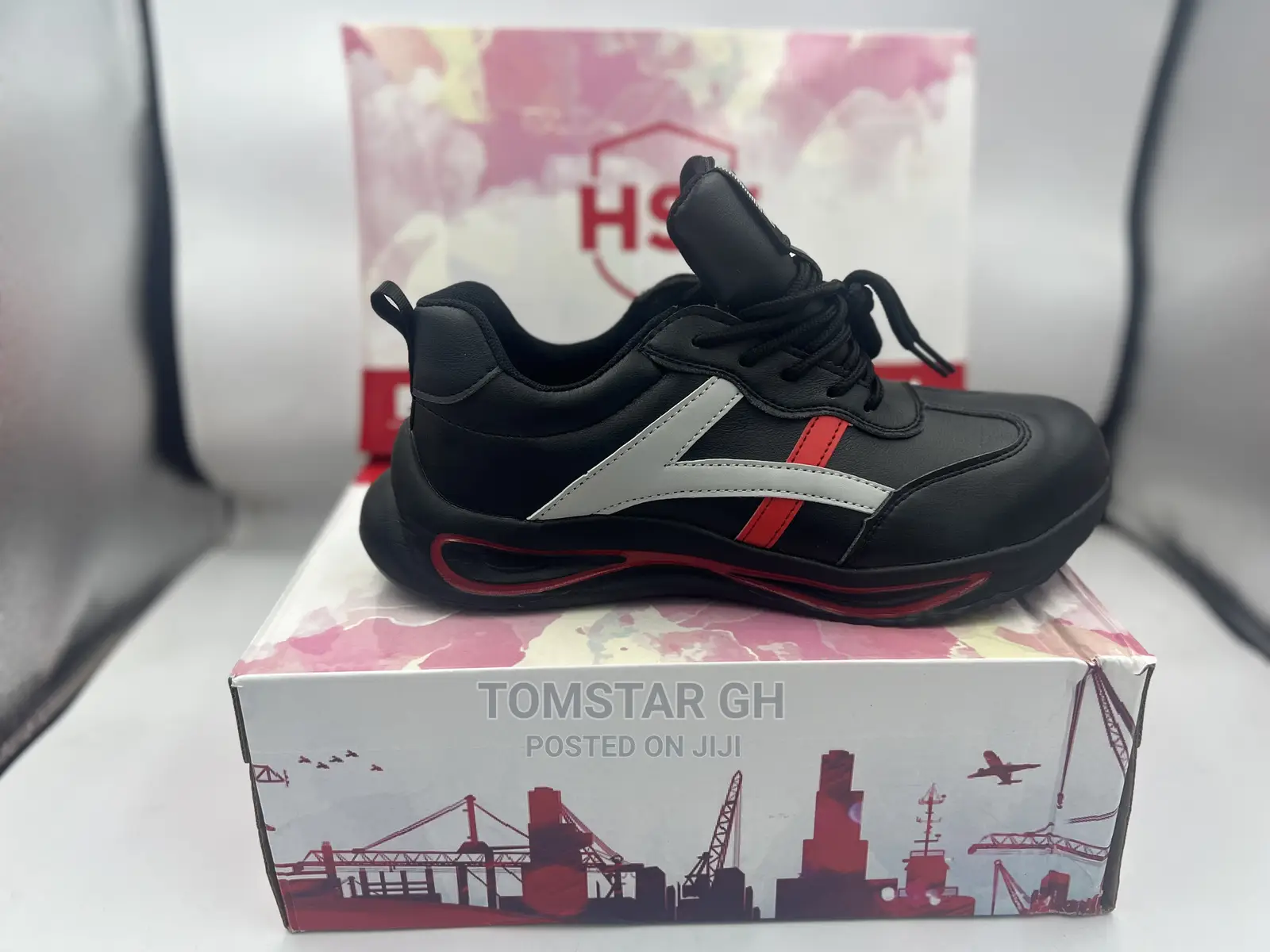 HSE Red Steel Toe Sneakers Shoe