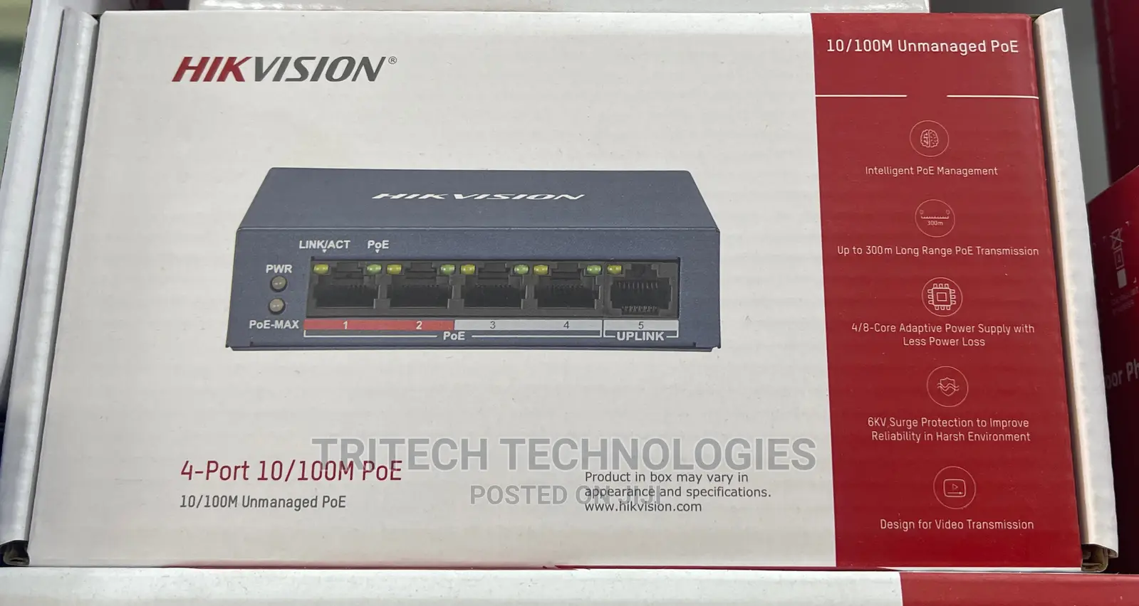 HIKVISION DS-3E0106HP-E 4 Port Fast Unmanaged POE Switch