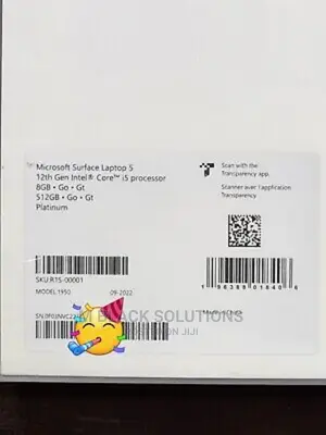 New Laptop Microsoft Surface Laptop 5 8GB Intel Core I5 SSD 512GB