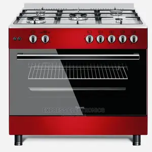 Free Standing Red 5burner 60/90 Gas Cooker Oven Grill