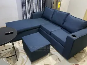 Solid 2024 L Shaped Sofa With Cup Holders.Free Delivery