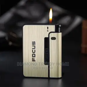 Automatic Metal Cigarette Case Holder With Lighter Holder.