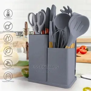 19pc Kitchen Cooking Utensils Knife Set With Block Holder